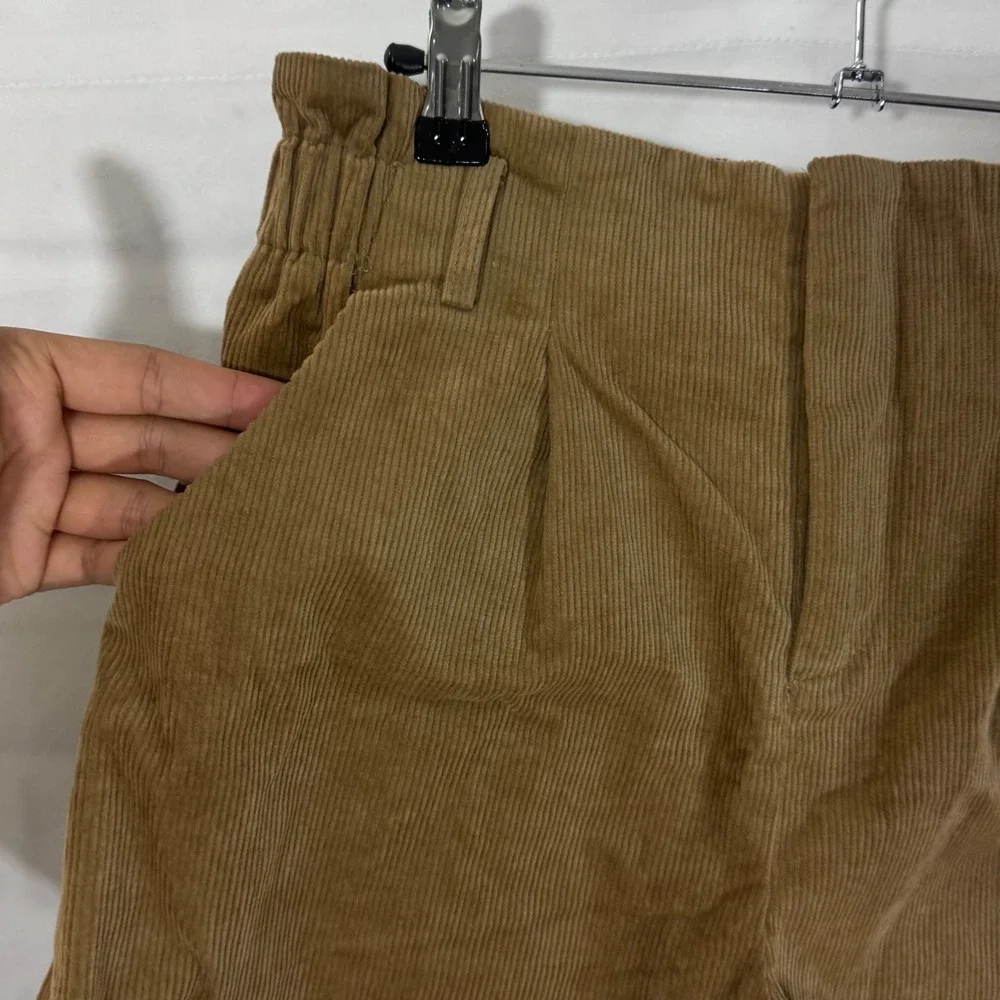 Cider Corduroy Shorts Womens Size L High Waist Tan Brown Paperbag‎ Waist